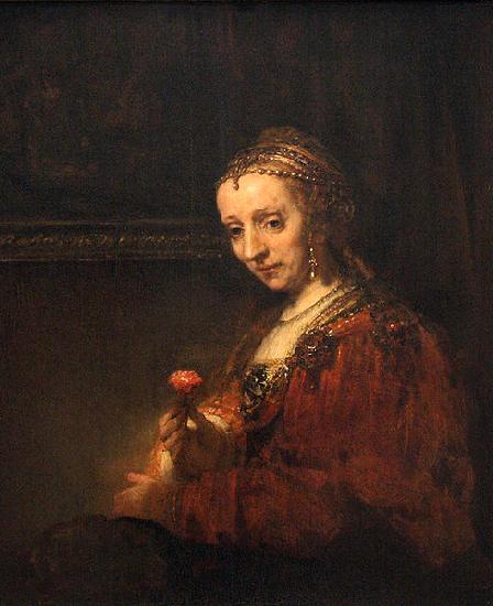 Rembrandt Peale Portrait of a Woman with a Pink Carnation oil painting image
